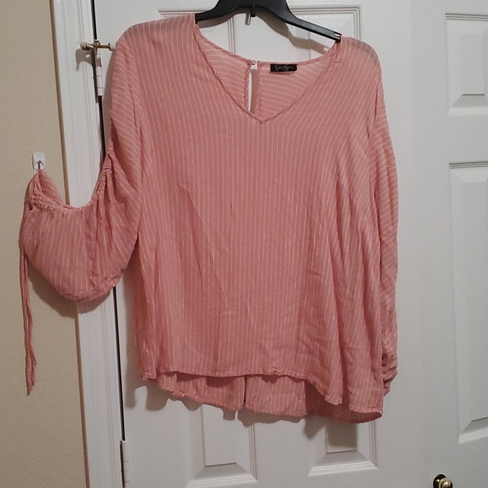 Jessica Simpson Blush and White stripe Shirt